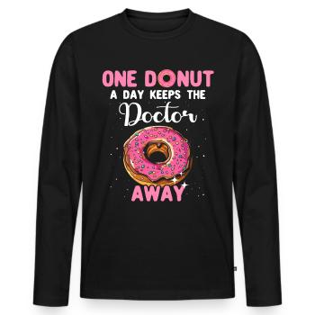 Donuts Pink Doughnuts - Männer Premium Bio Langarmshirt - Schwarz - Vorne - Nico (187cm)