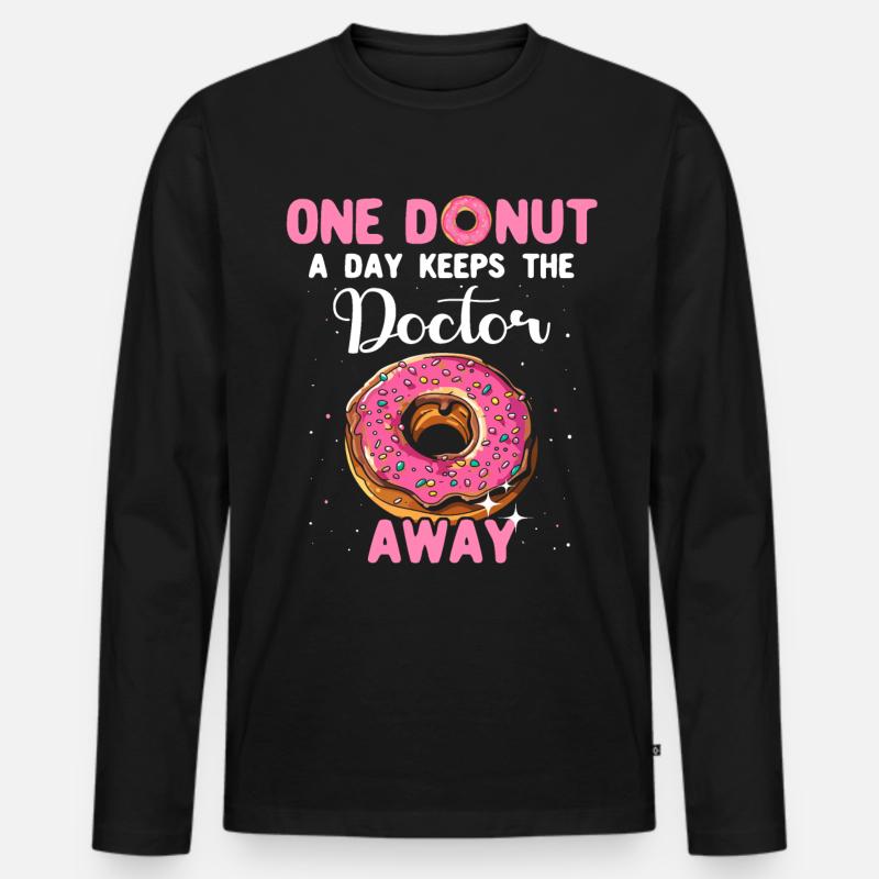 Donuts Pink Doughnuts - Männer Premium Bio Langarmshirt - Schwarz