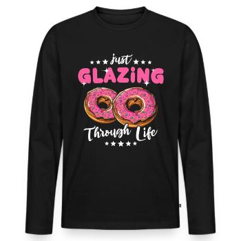 Donuts Pink Doughnuts - Männer Premium Bio Langarmshirt - Schwarz - Vorne - Nico (187cm)