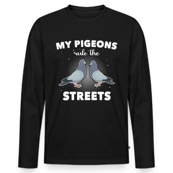 Pigeons Colombophiles - T-shirt manches longues Premium bio Homme - noir - Devant - Nico (187cm)