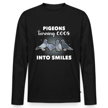 Pigeons Colombophiles - T-shirt manches longues Premium bio Homme - noir - Devant - Nico (187cm)
