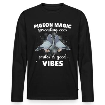 Pigeons Colombophiles - T-shirt manches longues Premium bio Homme - noir - Devant - Nico (187cm)