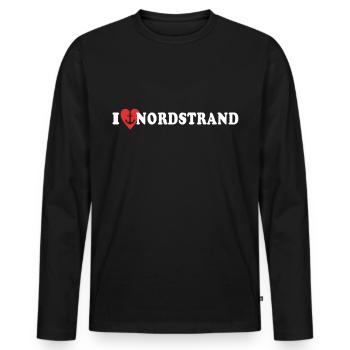 I love North Beach - Men's Premium Organic Long Sleeve Shirt - black - Front - Nico (187cm)