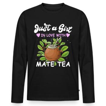 Mate Tee Teetrinker - Männer Premium Bio Langarmshirt - Schwarz - Vorne - Nico (187cm)
