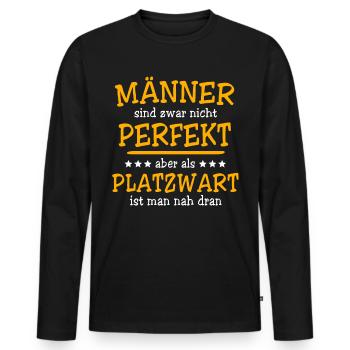 Platzwart Sprüche - Männer Premium Bio Langarmshirt - Schwarz - Vorne - Nico (187cm)