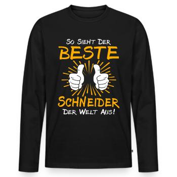 Schneider Geschenkidee - Männer Premium Bio Langarmshirt - Schwarz - Vorne - Nico (187cm)