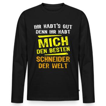 Schneider Geschenk - Männer Premium Bio Langarmshirt - Schwarz - Vorne - Nico (187cm)