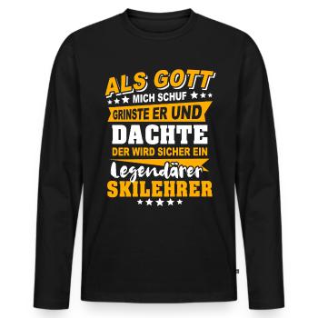 Skilehrer Sprüche - Männer Premium Bio Langarmshirt - Schwarz - Vorne - Nico (187cm)