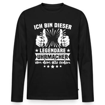 Uhrmacher Legende - Männer Premium Bio Langarmshirt - Schwarz - Vorne - Nico (187cm)