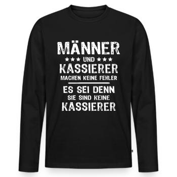 Kassierer - Männer Premium Bio Langarmshirt - Schwarz - Vorne - Nico (187cm)