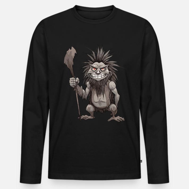 Mythisches Monster - Kryptides Monster - Funny - Männer Premium Bio Langarmshirt - Schwarz