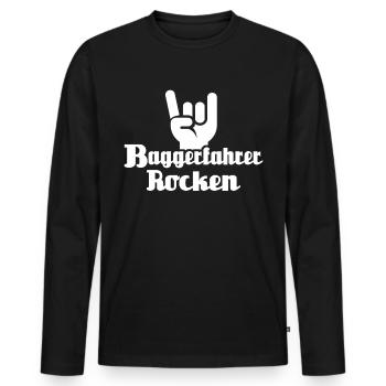Baggerfahrer Rocken - Männer Premium Bio Langarmshirt - Schwarz - Vorne - Nico (187cm)