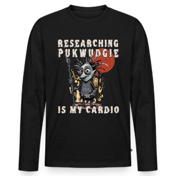 Researching Is My Cardio - Cryptid Monster - Men's Premium Organic Long Sleeve Shirt - black - Front - Nico (187cm)