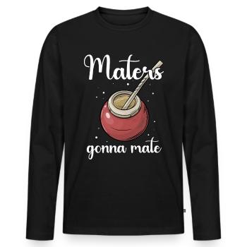 Yerba Mate Tee - Männer Premium Bio Langarmshirt - Schwarz - Vorne - Nico (187cm)