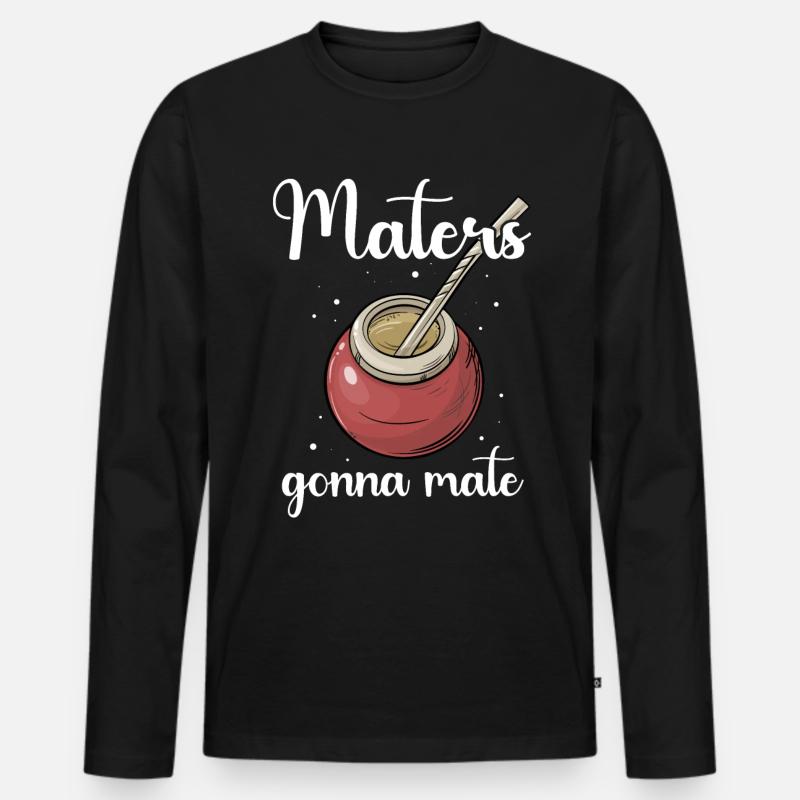 Yerba Mate Tee - Männer Premium Bio Langarmshirt - Schwarz