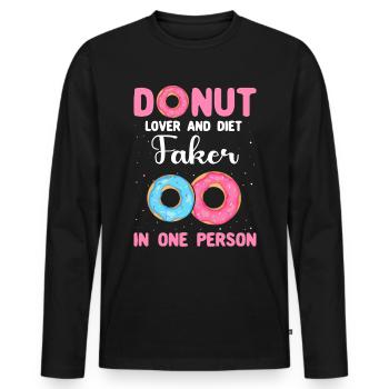 Donut Lover Doughnuts - T-shirt manches longues Premium bio Homme - noir - Devant - Nico (187cm)