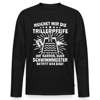 Schwimmmeister Bademeister - Männer Premium Bio Langarmshirt - Schwarz - Vorne - Nico (187cm)