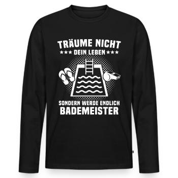 Bademeister Schwimmmeister - Männer Premium Bio Langarmshirt - Schwarz - Vorne - Nico (187cm)