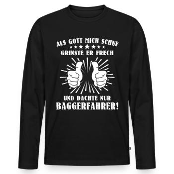 Baggerfahrer Bagger - Männer Premium Bio Langarmshirt - Schwarz - Vorne - Nico (187cm)