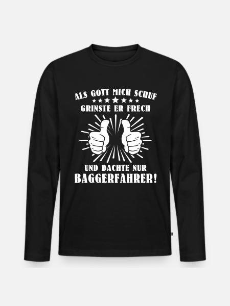 Baggerfahrer Bagger - Männer Premium Bio Langarmshirt - Schwarz