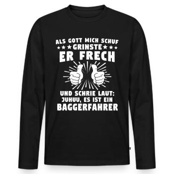 Baggerfahrer Bagger - Männer Premium Bio Langarmshirt - Schwarz - Vorne - Nico (187cm)