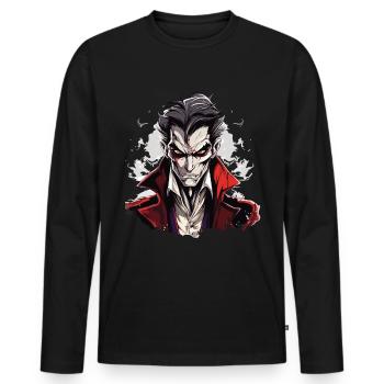 Cooles Halloween -Kostüm - Gruseliger Vampir - Männer Premium Bio Langarmshirt - Schwarz - Vorne - Nico (187cm)