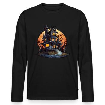 Cooles Halloween -Kostüm - Gruseliges Schloss - Männer Premium Bio Langarmshirt - Schwarz - Vorne - Nico (187cm)