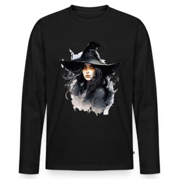 Cooles Halloween -Kostüm - Gruselige Hexe - Männer Premium Bio Langarmshirt - Schwarz - Vorne - Nico (187cm)