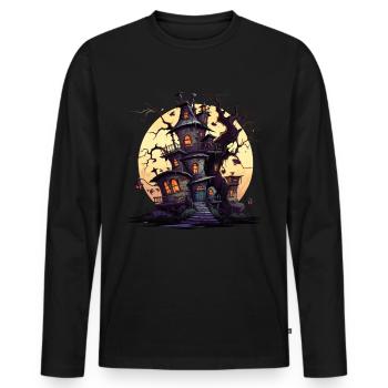 Costume d’Halloween cool - Château effrayant - T-shirt manches longues Premium bio Homme - noir - Devant - Nico (187cm)