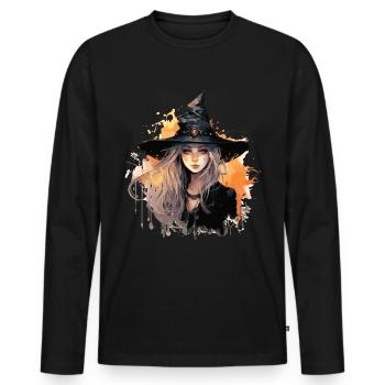 Cooles Halloween -Kostüm - Gruselige Hexe - Männer Premium Bio Langarmshirt - Schwarz - Vorne - Nico (187cm)