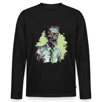 Cooles Halloween -Kostüm - Gruseliger Zombie - Männer Premium Bio Langarmshirt - Schwarz - Vorne - Nico (187cm)