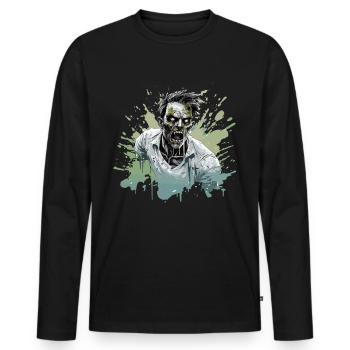 Cool costume d’Halloween - Zombie effrayant - T-shirt manches longues Premium bio Homme - noir - Devant - Nico (187cm)
