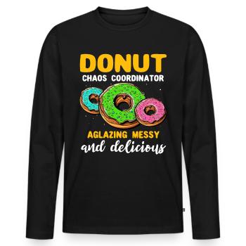 Donut Donut Lover - Men's Premium Organic Long Sleeve Shirt - black - Front - Nico (187cm)
