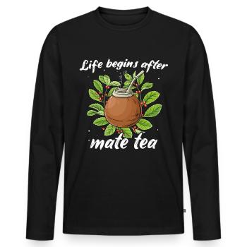 Yerba mate tea drinkers - Men's Premium Organic Long Sleeve Shirt - black - Front - Nico (187cm)