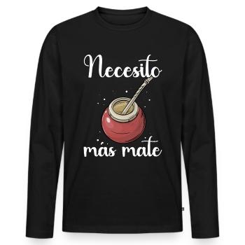 Mate Tee Yerba - Männer Premium Bio Langarmshirt - Schwarz - Vorne - Nico (187cm)