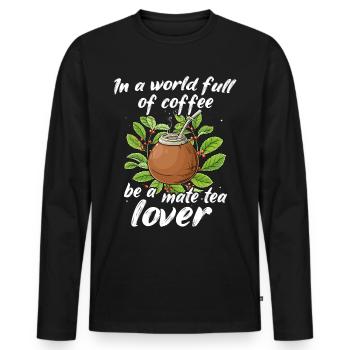 Mate Tee - Männer Premium Bio Langarmshirt - Schwarz - Vorne - Nico (187cm)