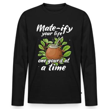 Yerba mate tea - Men's Premium Organic Long Sleeve Shirt - black - Front - Nico (187cm)