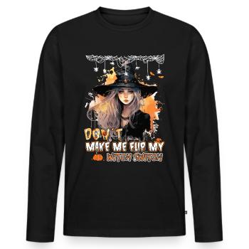 Halloween -Kostüm - Lass Mich Nicht Meinen - Männer Premium Bio Langarmshirt - Schwarz - Vorne - Nico (187cm)