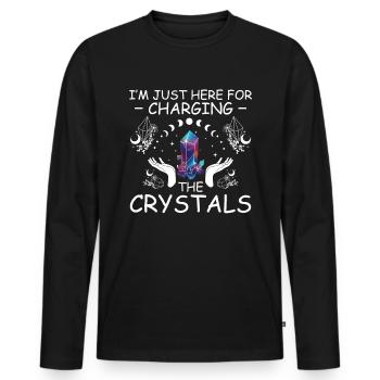 Lustige Edelstein -Chakra -Heilerin Spirituelle - Männer Premium Bio Langarmshirt - Schwarz - Vorne - Nico (187cm)