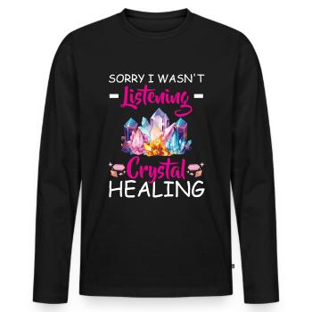 Gemstone Chakra Healer Spiritual - Men's Premium Organic Long Sleeve Shirt - black - Front - Nico (187cm)