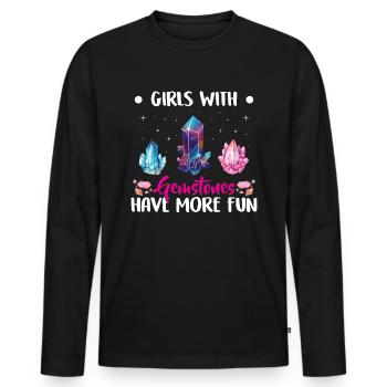 Lustige Edelstein -Chakra -Heilerin Spirituelle - Männer Premium Bio Langarmshirt - Schwarz - Vorne - Nico (187cm)