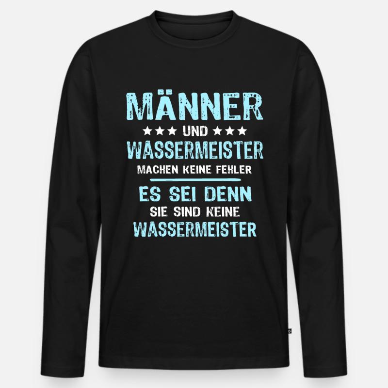 Wassermeister Sprüche - Männer Premium Bio Langarmshirt - Schwarz