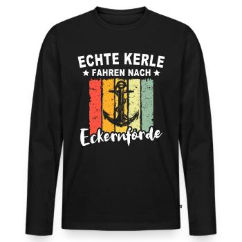 Witzige Eckernförde Sprüche - Männer Premium Bio Langarmshirt - Schwarz - Vorne - Nico (187cm)