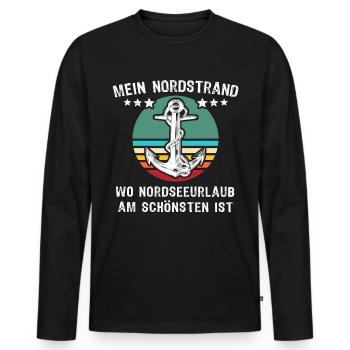 Nordstrand Urlaub - Männer Premium Bio Langarmshirt - Schwarz - Vorne - Nico (187cm)