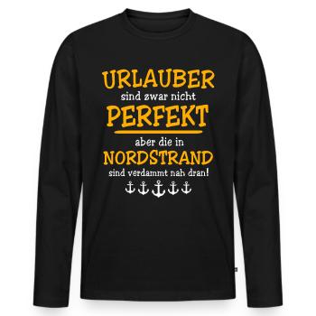 Nordstrand Urlaub - Männer Premium Bio Langarmshirt - Schwarz - Vorne - Nico (187cm)