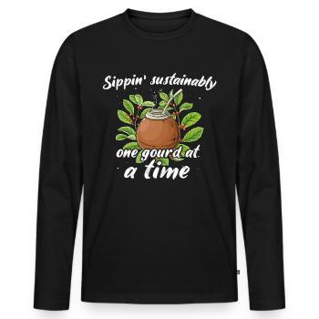 Yerba mate tea - Men's Premium Organic Long Sleeve Shirt - black - Front - Nico (187cm)