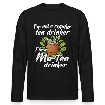 Yerba Mate Tee - Männer Premium Bio Langarmshirt - Schwarz - Vorne - Nico (187cm)