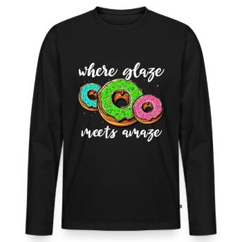 I Love Donuts - Men's Premium Organic Long Sleeve Shirt - black - Front - Nico (187cm)