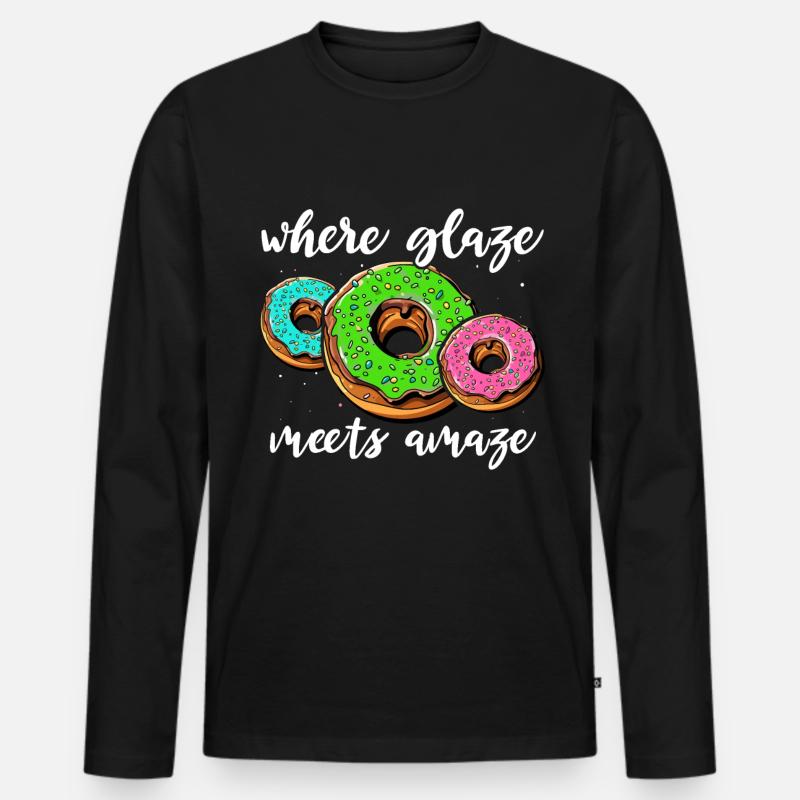 I Love Donuts - Männer Premium Bio Langarmshirt - Schwarz