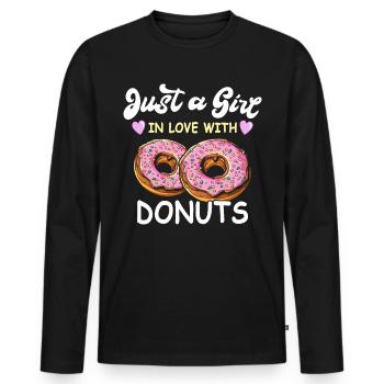 Donut Mädchen Doughnuts - Männer Premium Bio Langarmshirt - Schwarz - Vorne - Nico (187cm)